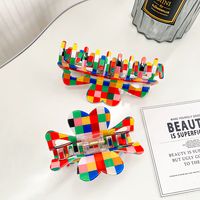 Retro Colorful Plaid Bow Knot Plastic Hair Claws main image 2
