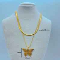 Wholesale Simple Style Flower Butterfly Ginkgo Leaf Titanium Steel Layered Necklaces main image 3