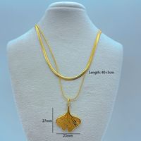 Wholesale Simple Style Flower Butterfly Ginkgo Leaf Titanium Steel Layered Necklaces sku image 4