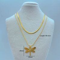 Wholesale Simple Style Flower Butterfly Ginkgo Leaf Titanium Steel Layered Necklaces main image 2