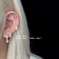 Wholesale Jewelry 1 Piece Simple Style Heart Shape Metal Zircon Drop Earrings Earrings main image 4