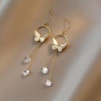 Sweet Flower Alloy Plating Inlay Artificial Diamond Women's Drop Earrings Ear Studs sku image 7