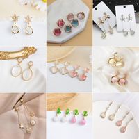 Wholesale Jewelry 1 Pair Simple Style Triangle Oval Bow Knot Alloy Opal Zircon Drop Earrings Ear Studs main image 1
