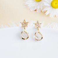 Wholesale Jewelry 1 Pair Simple Style Triangle Oval Bow Knot Alloy Opal Zircon Drop Earrings Ear Studs sku image 14