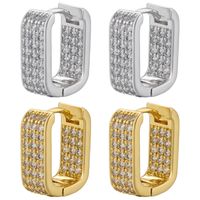 1 Pair Simple Style U Shape Copper Plating Inlay Zircon 18k Gold Plated Earrings main image 5