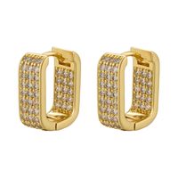 1 Pair Simple Style U Shape Copper Plating Inlay Zircon 18k Gold Plated Earrings main image 3