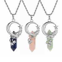 Ethnic Style Star Moon Stainless Steel Natural Stone Copper Plating Pendant Necklace main image 1