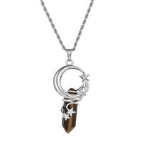 Ethnic Style Star Moon Stainless Steel Natural Stone Copper Plating Pendant Necklace main image 4