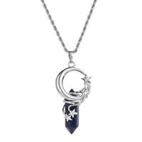 Ethnic Style Star Moon Stainless Steel Natural Stone Copper Plating Pendant Necklace sku image 2