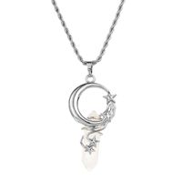 Ethnic Style Star Moon Stainless Steel Natural Stone Copper Plating Pendant Necklace sku image 5