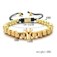 Hip-hop Retro Crown Stainless Steel Copper Beaded Plating Braid Bracelets main image 2