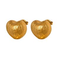 1 Pair Elegant Vintage Style Heart Shape Titanium Steel Titanium Steel 18k Gold Plated Ear Studs main image 7