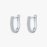 1 Pair Basic U Shape Sterling Silver Plating Inlay Zircon Rhodium Plated Earrings main image 1