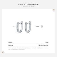 1 Pair Basic U Shape Sterling Silver Plating Inlay Zircon Rhodium Plated Earrings main image 4