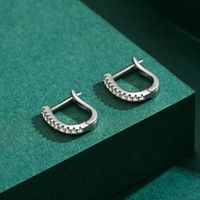 1 Pair Basic U Shape Sterling Silver Plating Inlay Zircon Rhodium Plated Earrings main image 2