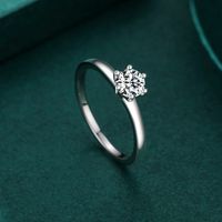 Shiny Round Sterling Silver Plating Inlay Zircon Rhodium Plated Rings main image 5