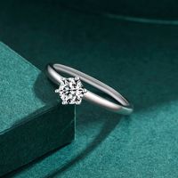Shiny Round Sterling Silver Plating Inlay Zircon Rhodium Plated Rings main image 6