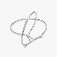 Einfacher Stil Kreuzen Sterling Silber Überzug Überzogen Mit Rhodium Offener Ring sku image 1