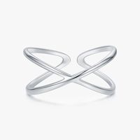 Simple Style Cross Sterling Silver Plating Rhodium Plated Open Ring sku image 1