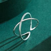 Simple Style Cross Sterling Silver Plating Rhodium Plated Open Ring main image 6