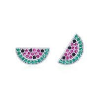 1 Pair Cute Watermelon Sterling Silver Plating Inlay Zircon 14k Gold Plated Rhodium Plated Ear Studs sku image 1