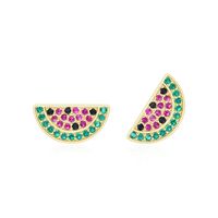 1 Pair Cute Watermelon Sterling Silver Plating Inlay Zircon 14k Gold Plated Rhodium Plated Ear Studs sku image 2