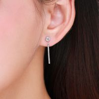 1 Pair Lady Solid Color Sterling Silver Plating Inlay Zircon Rhodium Plated Ear Studs main image 3