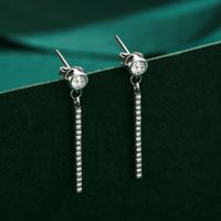 1 Pair Lady Solid Color Sterling Silver Plating Inlay Zircon Rhodium Plated Ear Studs main image 1