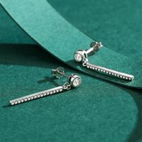 1 Pair Lady Solid Color Sterling Silver Plating Inlay Zircon Rhodium Plated Ear Studs main image 6