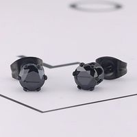 1 Pair Simple Style Crown Metal Titanium Steel Artificial Gemstones Ear Studs sku image 13