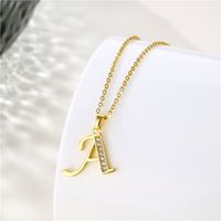 Stainless Steel Titanium Steel Fashion Inlay Plating Letter Zircon Pendant Necklace main image 5
