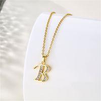 Stainless Steel Titanium Steel Fashion Inlay Plating Letter Zircon Pendant Necklace main image 6