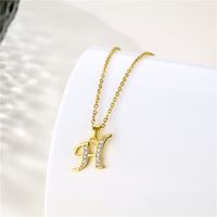 Stainless Steel Titanium Steel Fashion Inlay Plating Letter Zircon Pendant Necklace main image 4