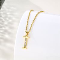 Stainless Steel Titanium Steel 18K Gold Plated Fashion Plating Inlay Letter Zircon Pendant Necklace main image 5