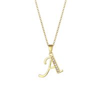 Stainless Steel Titanium Steel 18K Gold Plated Fashion Plating Inlay Letter Zircon Pendant Necklace sku image 1