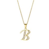 Stainless Steel Titanium Steel Fashion Inlay Plating Letter Zircon Pendant Necklace sku image 2