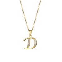 Stainless Steel Titanium Steel Fashion Inlay Plating Letter Zircon Pendant Necklace sku image 4