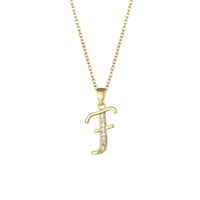 Stainless Steel Titanium Steel 18K Gold Plated Fashion Plating Inlay Letter Zircon Pendant Necklace sku image 4