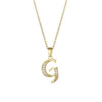 Stainless Steel Titanium Steel Fashion Inlay Plating Letter Zircon Pendant Necklace sku image 7
