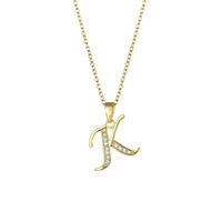 Stainless Steel Titanium Steel 18K Gold Plated Fashion Plating Inlay Letter Zircon Pendant Necklace sku image 11
