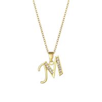 Stainless Steel Titanium Steel Fashion Inlay Plating Letter Zircon Pendant Necklace sku image 13