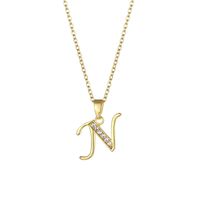 Stainless Steel Titanium Steel Fashion Inlay Plating Letter Zircon Pendant Necklace sku image 14