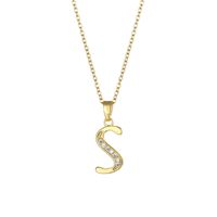 Stainless Steel Titanium Steel Fashion Inlay Plating Letter Zircon Pendant Necklace sku image 19