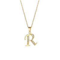 Stainless Steel Titanium Steel Fashion Inlay Plating Letter Zircon Pendant Necklace sku image 18