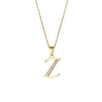 Stainless Steel Titanium Steel Fashion Inlay Plating Letter Zircon Pendant Necklace sku image 26