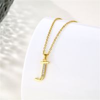 Stainless Steel Titanium Steel 18K Gold Plated Fashion Plating Inlay Letter Zircon Pendant Necklace main image 9