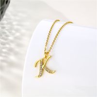 Stainless Steel Titanium Steel 18K Gold Plated Fashion Plating Inlay Letter Zircon Pendant Necklace main image 4