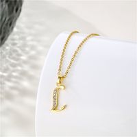 Stainless Steel Titanium Steel 18K Gold Plated Fashion Plating Inlay Letter Zircon Pendant Necklace main image 7