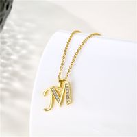 Stainless Steel Titanium Steel 18K Gold Plated Fashion Plating Inlay Letter Zircon Pendant Necklace main image 3