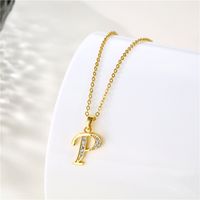 Stainless Steel Titanium Steel 18K Gold Plated Fashion Plating Inlay Letter Zircon Pendant Necklace main image 6